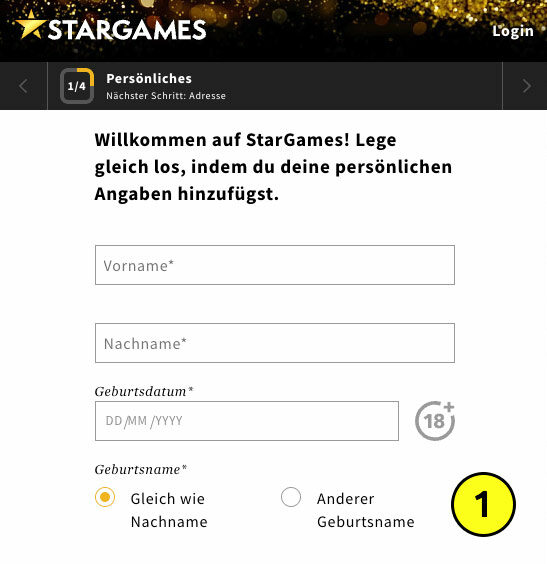 Registrierung im Stargames Casino